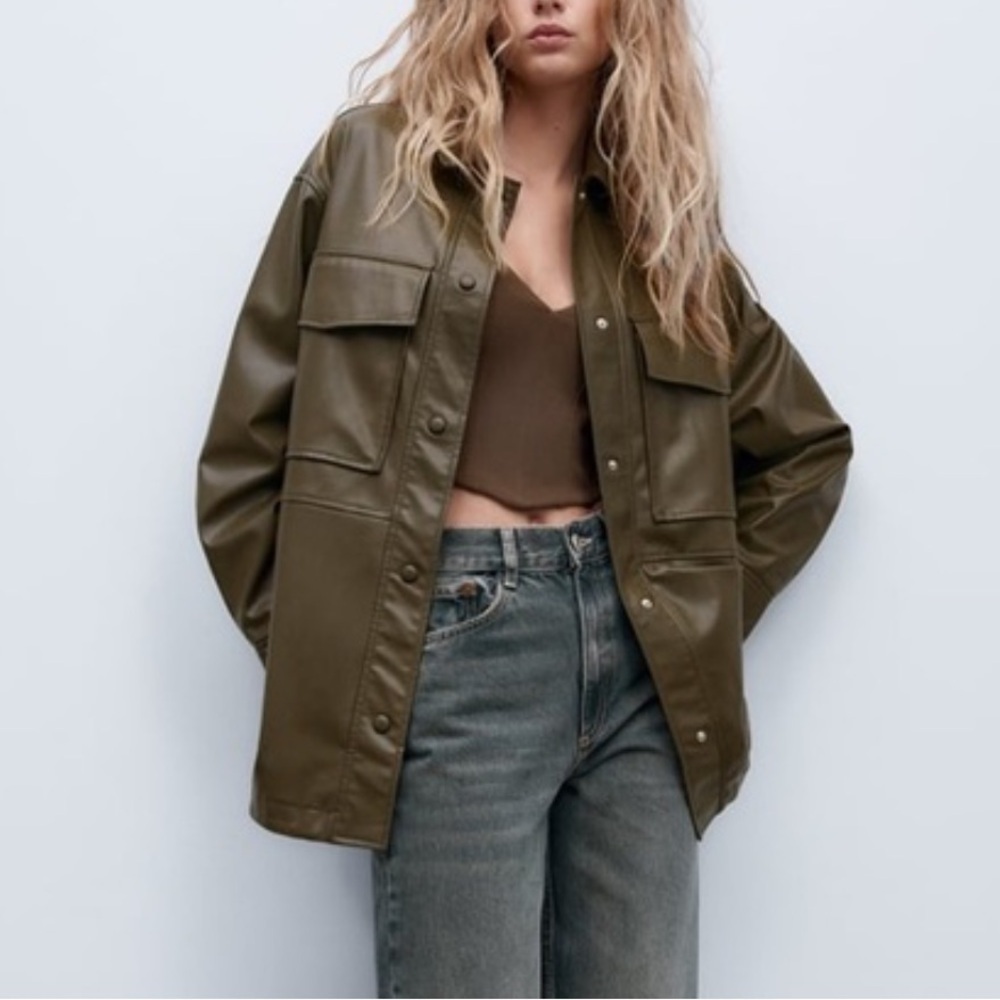 Zara FAUX LEATHER OVERSHIRT